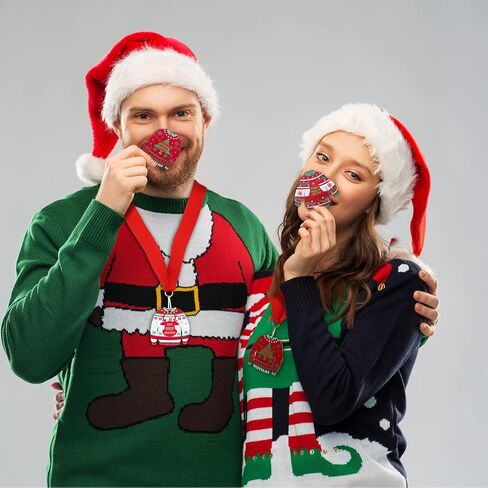 12 قطعة جائزة ميدالية سترة عيد الميلاد القبيحة، جائزة ميدالية لأقبح سترة مسابقة ميداليات معدنية مع أشرطة للرقبة، جائزة سترة عيد الميلاد القبيحة، جوائز مسابقة سترة قبيحة لحفلة سترة قبيحة in Kuwait