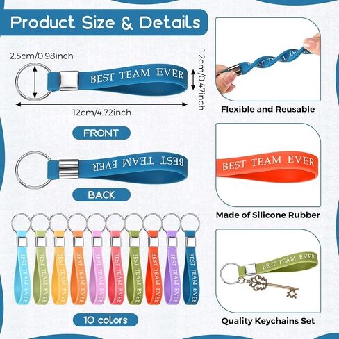 Sasylvia 20 Pcs Thank You Gift Keychain Appreciation Keychain Silicone Inspirational Best Team Ever Motivational Positive Word Key Rings Bulk for Employee Volunteer Coworker Teacher Women Thanksgiving in Saudi Arabia