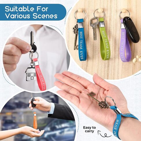 Sasylvia 20 Pcs Thank You Gift Keychain Appreciation Keychain Silicone Inspirational Best Team Ever Motivational Positive Word Key Rings Bulk for Employee Volunteer Coworker Teacher Women Thanksgiving in Saudi Arabia