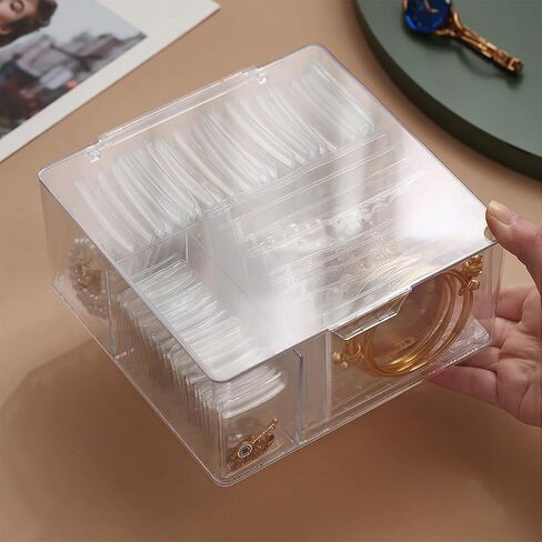 Acrylic Jewelry Box Organizer with 50 Portable Anti Tarnish Jewelry Bags, Clear Jewelry Organizers and Storage, Travel Jewelry Case Organizers for Earrings Rings Necklaces for Women Girls in Saudi Arabia