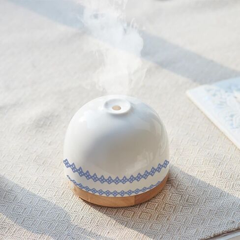 Essential Ceramic Diffuser Round Aroma Diffuser Night Light Captivating Vintage Chinese Marketplace- Nano Water Mist Humidifier Luxurious Style and 300ml Unparalleled Design in Saudi Arabia