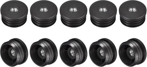 uxcell 16Pcs Plastic Threaded Tube Inserts with M8 Thread, for 38mm/1.5" OD Round Tube, Adjustable Round Black Plastic Plug Caster Insert Chair End Caps Furniture Leg Plug in Saudi Arabia