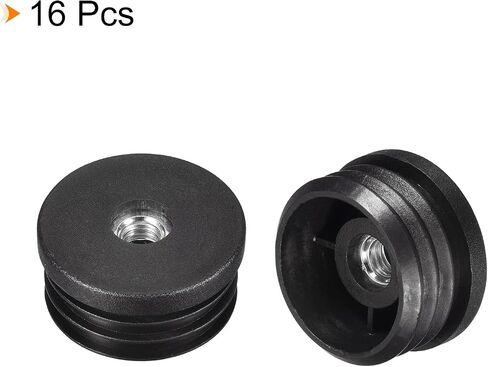 uxcell 16Pcs Plastic Threaded Tube Inserts with M8 Thread, for 38mm/1.5" OD Round Tube, Adjustable Round Black Plastic Plug Caster Insert Chair End Caps Furniture Leg Plug in Saudi Arabia