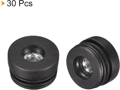 uxcell 16Pcs Plastic Threaded Tube Inserts with M8 Thread, for 38mm/1.5" OD Round Tube, Adjustable Round Black Plastic Plug Caster Insert Chair End Caps Furniture Leg Plug in Saudi Arabia