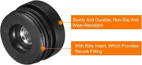 uxcell 16Pcs Plastic Threaded Tube Inserts with M8 Thread, for 38mm/1.5" OD Round Tube, Adjustable Round Black Plastic Plug Caster Insert Chair End Caps Furniture Leg Plug in Saudi Arabia