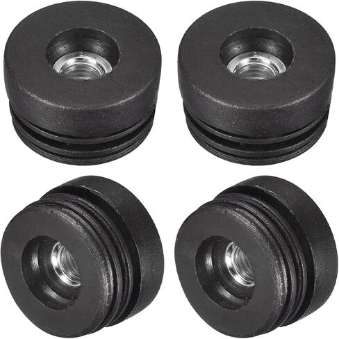 uxcell 16Pcs Plastic Threaded Tube Inserts with M8 Thread, for 38mm/1.5" OD Round Tube, Adjustable Round Black Plastic Plug Caster Insert Chair End Caps Furniture Leg Plug in Saudi Arabia