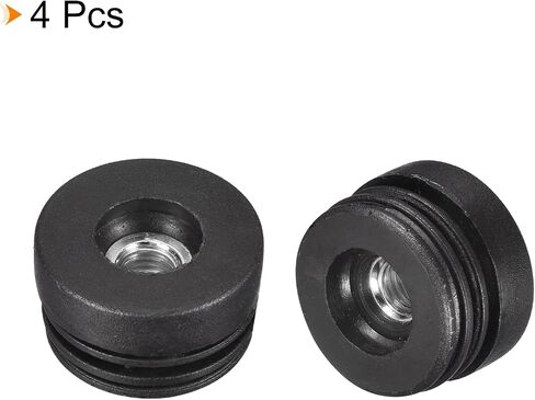 uxcell 16Pcs Plastic Threaded Tube Inserts with M8 Thread, for 38mm/1.5" OD Round Tube, Adjustable Round Black Plastic Plug Caster Insert Chair End Caps Furniture Leg Plug in Saudi Arabia