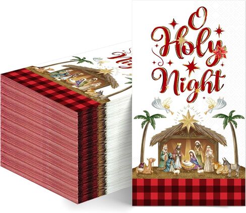 100Pcs Christmas Napkins Disposable Christmas Paper Napkins Christmas Disposable Paper Decorative Guest Napkins for Christmas Dinner Party Supplies, 7.87 x 4.3 Inch(Red Ball) in Saudi Arabia