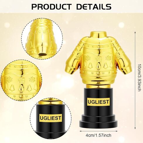 Barydat 3 Pcs Ugly Xmas Sweater Trophy 3.93 Inches Resin Christmas Sweater Trophies Award Funny Ugliest Sweater Trophy with Round Base for Adults Christmas Party Contest Game Prizes in Saudi Arabia