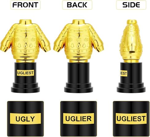 Barydat 3 Pcs Ugly Xmas Sweater Trophy 3.93 Inches Resin Christmas Sweater Trophies Award Funny Ugliest Sweater Trophy with Round Base for Adults Christmas Party Contest Game Prizes in Saudi Arabia