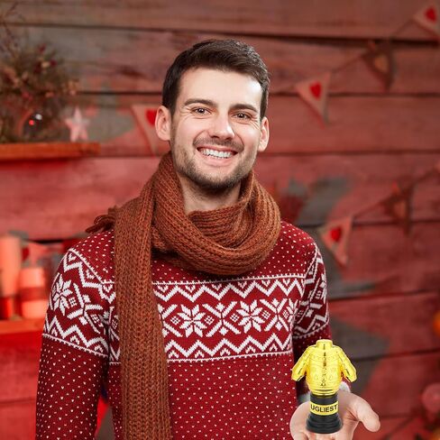 Barydat 3 Pcs Ugly Xmas Sweater Trophy 3.93 Inches Resin Christmas Sweater Trophies Award Funny Ugliest Sweater Trophy with Round Base for Adults Christmas Party Contest Game Prizes in Saudi Arabia