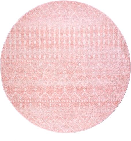 nuLOOM 5 Round Moroccan Blythe Area Rug, Pink, Faded Bohemian Design, Stain Resistant, For Bedroom, Dining Room, Living Room, Hallway, Office, Kitchen, Entryway in Saudi Arabia