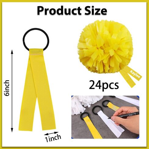 24 Pieces Cheerleader Pom Poms Tags Black Cheerleading Name Tags Ribbons Personalized Cheer Pom Tags Travel Suitcases Labels for Backpack Bags Keychains in Saudi Arabia