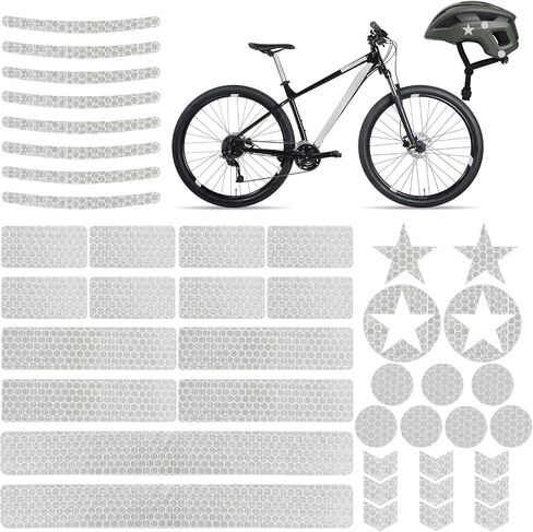 Reflective Stickers for Bike, 42 Pcs 8 Shapes Bicycle Reflective Decals Safety Warning Reflectors Waterproof Night Visibility Reflective Stickers for Helmet in Saudi Arabia
