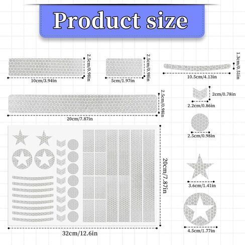 Reflective Stickers for Bike, 42 Pcs 8 Shapes Bicycle Reflective Decals Safety Warning Reflectors Waterproof Night Visibility Reflective Stickers for Helmet in Saudi Arabia