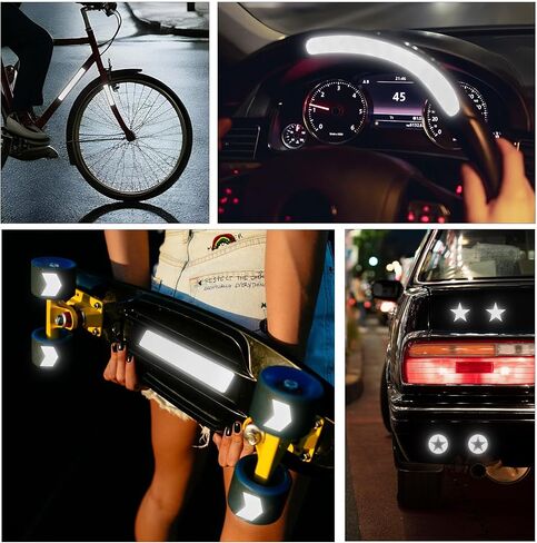 Reflective Stickers for Bike, 42 Pcs 8 Shapes Bicycle Reflective Decals Safety Warning Reflectors Waterproof Night Visibility Reflective Stickers for Helmet in Saudi Arabia