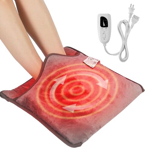 VEVOR Electric Heated Foot Warmer, Double-Sided Heating Pad for Feet with Timer, 6 Heat Levels & Auto Shut Off, Ultra-Soft Flannel Feet Warmer Machine Washable for Back, Waist, Abdomen, 15.4" x 15.0" in Saudi Arabia