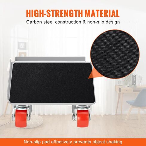 VEVOR Furniture Dolly، دمى متحركة للأثاث مع عجلات PP تدور 360 درجة ولوحة فولاذية كربونية معززة، مجموعة أدوات نقل الأثاث مع عجلة 1 بوصة لرفع الأثاث وتحريكه، LxW (4.2 بوصة × 4.2 بوصة) in Saudi Arabia