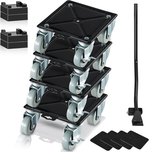 VEVOR Furniture Dolly، دمى متحركة للأثاث مع عجلات PP تدور 360 درجة ولوحة فولاذية كربونية معززة، مجموعة أدوات نقل الأثاث مع عجلة 1 بوصة لرفع الأثاث وتحريكه، LxW (4.2 بوصة × 4.2 بوصة) in Saudi Arabia