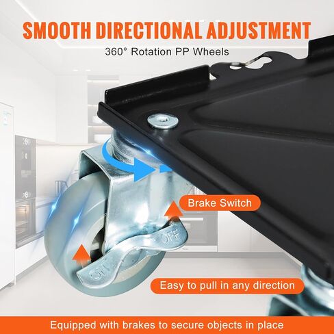 VEVOR Furniture Dolly، دمى متحركة للأثاث مع عجلات PP تدور 360 درجة ولوحة فولاذية كربونية معززة، مجموعة أدوات نقل الأثاث مع عجلة 1 بوصة لرفع الأثاث وتحريكه، LxW (4.2 بوصة × 4.2 بوصة) in Saudi Arabia