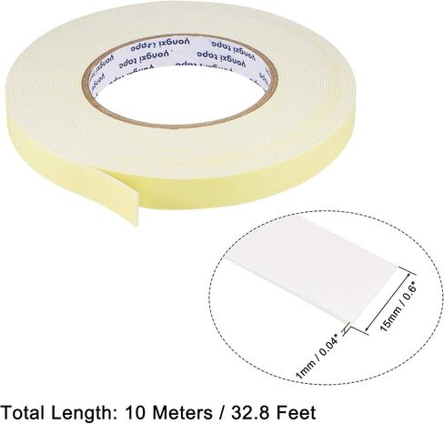 uxcell Sealing Foam Tape 15mm Wide 1mm Thick 10m/32.8ft Long, EVA Self Adhesive Weather Strip for Window Door Insulation in Saudi Arabia