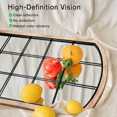 Farmhouse Arch Wood Window Mirror, 24X36 Decorative Arch Wall Mirror, Wood Framed Rustic Mirror Metal Inner Frame Mirror Wall Decor for Entryway & Living Room,Natural in Kuwait