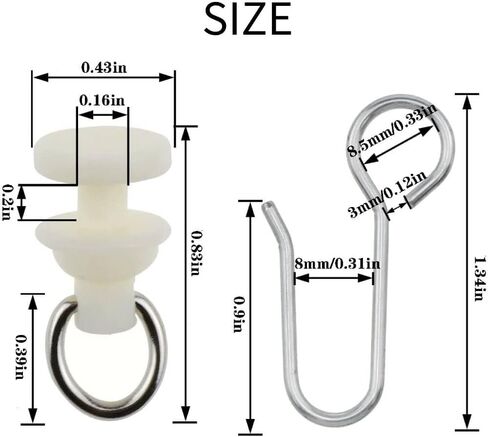 100 Pieces Curtain Track Hooks of 50 Pieces Hooks and 50 Pieces Rollers Gliders for Shower Curtain Straight Curved Curtain Track for Bendable Curtain Track Pulley Carrier Hooks (Style 2) in Saudi Arabia