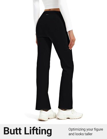 BVVU Women's Fleece Lined Pants Hiking Crossover Flare Leggings Winter Thermal Pants Water Resistant Outdoor Bootcut Warm in Saudi Arabia
