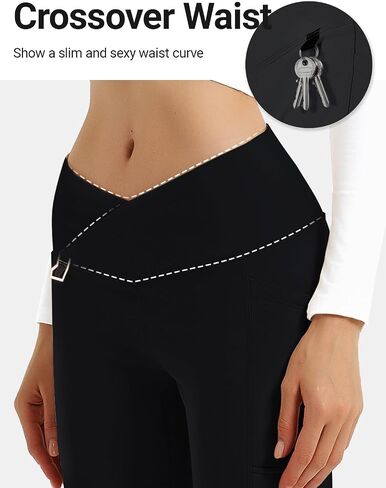 BVVU Women's Fleece Lined Pants Hiking Crossover Flare Leggings Winter Thermal Pants Water Resistant Outdoor Bootcut Warm in Saudi Arabia