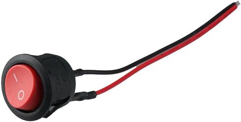 FEIYING 10 قطع مفتاح هزاز مستدير أحمر مع سلك 10 سم، تشغيل/إيقاف صغير SPST 2Pin مفتاح تبديل مستدير مع سلك مسبق 6A/250V 10A/125V AC للقوارب والسيارة in Kuwait