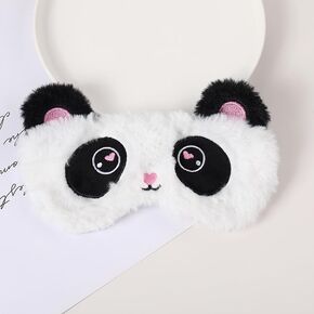 White Cute Panda Sleeping Mask, Soft Fluffy Plush Blindfold Funny Novelty Animal Sleep Mask Eye Cover Eyeshade for Girls Boys Women Men Night Nap Travel Meditation