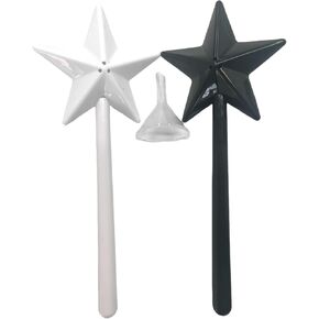 Cute Salt and Pepper Shaker, Fairy Stick Salt Shaker, Salt and Pepper Shaker, Magic Stick Double Salt, Halloween, Christmas Kitchen Accessories (3-holes black and white)