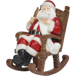 Christmas Santa Claus Figure Christmas-Decoration - Santa Sitting on Rocking Chair Figure 9.5*6*9.5 in Merry Christmas Xmas Gift Resin Holiday Statue for the Mantle Farmhouse Decor Newman House Studio
