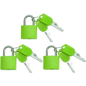 3 Pc Metal Padlock Solid Brass Luggage, Backpack, Diary, Jewelry Box, Crafts, School Teaching Lock with Key and Durable Cover (Small, Black)