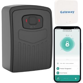 Fingerprint Smart Key Lock Box for Outside, Remote Access Wireless Key Box Operate on iOS/Android APP with WiFi Gateway, Large Capacity Bluetooth Key Safe Box