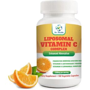 Liposomal Vitamin C 1200mg per serving 180 Veggie Capsules per bottle High Absorption Vitamin C Pill Supplements Fat Soluble Vit C Powerful Antioxidant with Immune System Support made in USA