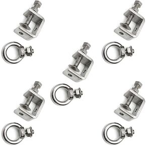 5Pcs C-Clamps;C Clamp Stainless Steel, Beam Clamp.Comes with Stainless Steel Screw Ring That Can Withstand 100 Pounds(medium)