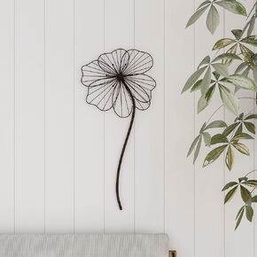 Wall Decor-Rustic Metal Wire Stemmed Flower Sculpture Hanging Accent Art for Living Room B