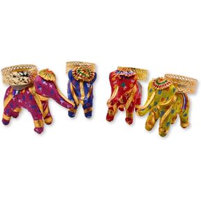 Set of 4 Assorted Handcrafted Elephant Diya Tealight Candle Holder Decorative Lantern Diwali Gift Indian Festival Housewarming Gifts Items