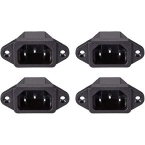 uxcell Panel Mount Plug Adapter AC 250V 10A C14 3 Pins IEC Inlet Module Plug Power Connector Socket Straight Pack of 4