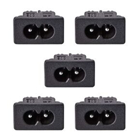 uxcell C8 Panel Mount Plug Adapter, 250V AC 2.5A 2 Pins IEC Inlet Module Plug Power Connector Socket Straight 5pcs