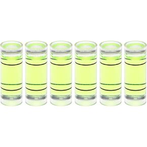 HARFINGTON 6pcs Cylindrical Bubble Level 8x20mm Mini Bullseye Spirit Levels for Leveling Camera Tripod Telescope Workshop Turntable Pictures Frame, Green