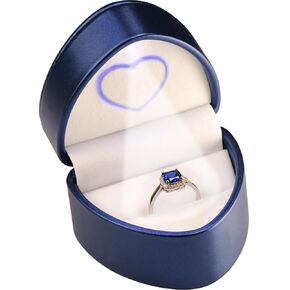 LED Ring Box for Proposal, Wedding, Engagement..Unique Designed Heart to Heart Idea PU Leather Heart Shaped Ring Jewelry Gift Box with Light for Women for Men (Blue) in Saudi Arabia