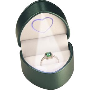LED Ring Box for Proposal, Wedding, Engagement..Unique Designed Heart to Heart Idea PU Leather Heart Shaped Ring Jewelry Gift Box with Light for Women for Men (Blue)