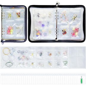 Travel Jewelry Organizer Case, Earring Storage Book with Anti Tarnish Bags, Jewelry Organizer Book For Earrings, Necklaces, Rings, Bracelets (Black).