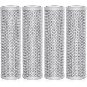 Whole House Water Filter, 1 Micron 2.5" x 10" CTO Carbon Sediment Water Filter, Compatible with DuPont WFPFC8002, WFPFC9001, SCWH-5, WHCF-WHWC, WHCF-WHWC, FXWTC, CBC-10, RO Unit, Pack of 4