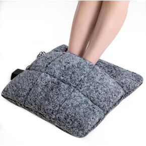 STONECREST Electric Foot Heating Pad Low Voltage - Sherpa Foot Warmer, Max 4 Hour Auto Shut-Off, Fast Heating (Dark Grey/White -Heated Foot Warmer)
