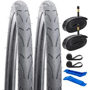 YUNSCM 2-PCS 700C Bike Tires 700x32C/32-622 60TPI and 700C Bike Tubes Schrader Valve with 2 Rim Strips Compatible with 700x30C 700x31C 700 x 32C 700x33C 700x34C Bike Bicycle Tires and Tubes (Y-572)