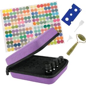 LUEXBOX Essential Oil Storage Case/Essential Oil Carrying Case/Essential Oil Case [Multiple Sizes] + Jade Roller for Face & Oil Opener & Stickers & Funnel & Transfer Pipette (green)