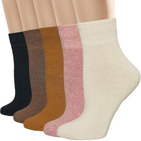 Ambielly Winter Women Socks 5 Pairs Vintage Style Knit Wool Casual Socks Thick Warm Colorful Socks